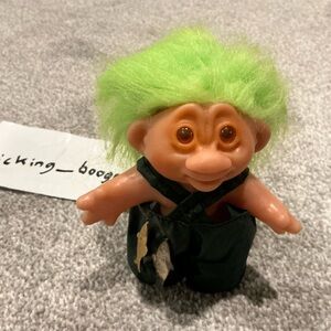 Dam Adopt A Norfin Troll Vintage 1986 5" Doll GREEN Hair Fisherman